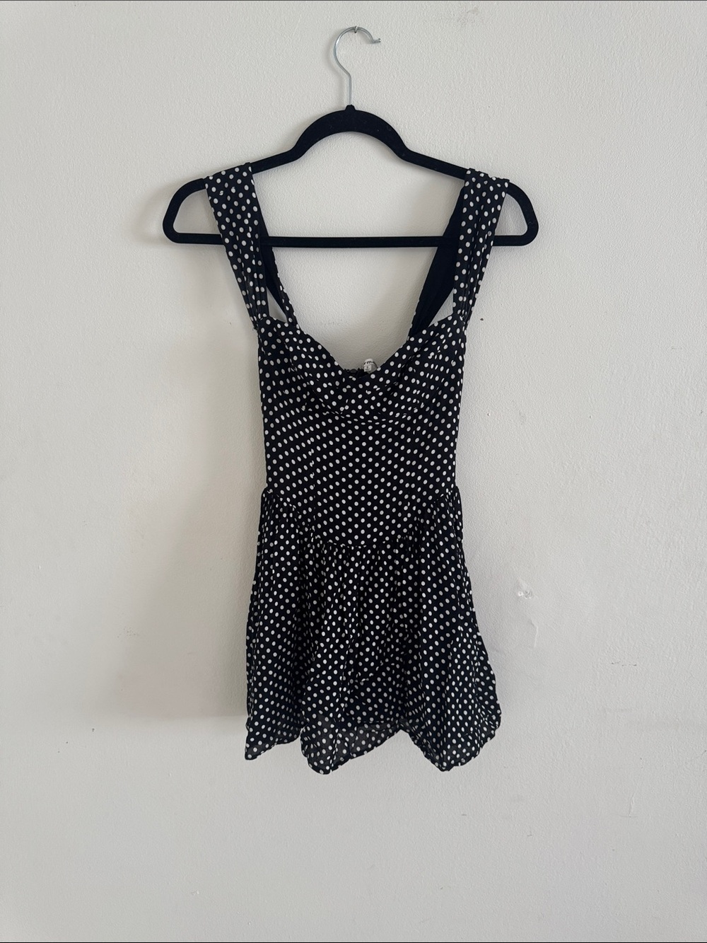 Reformation Black and White Polka Dot Mini Dress